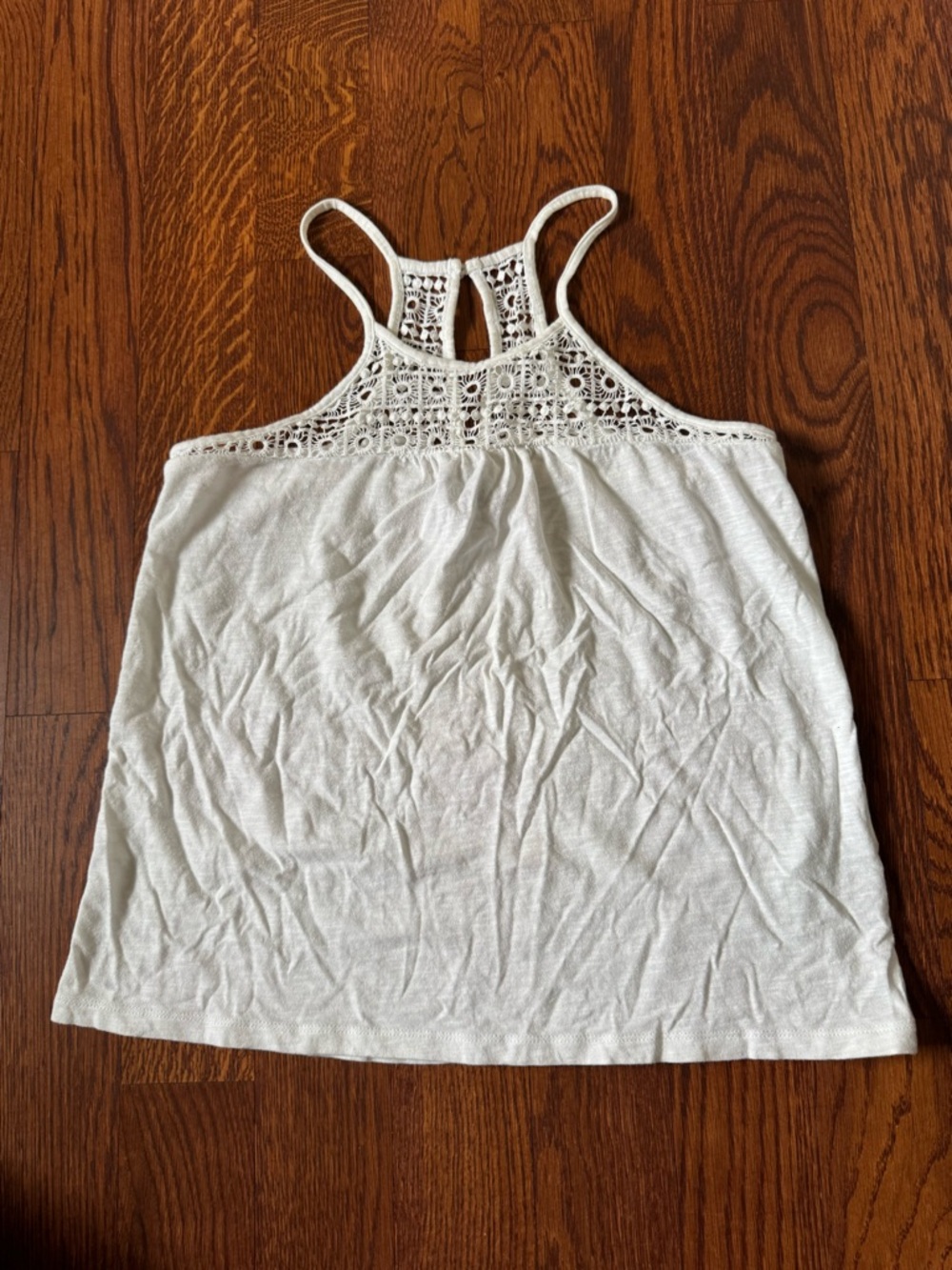 Women’s Crochet Yoke Tank Top in White